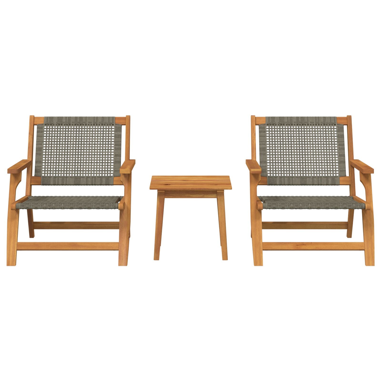 Tuinstoelen Met Tafel 3 Stuks Massief Acaciahout Grijs 2x stoel + tafel