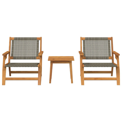 Tuinstoelen Met Tafel 3 Stuks Massief Acaciahout Grijs 2x stoel + tafel