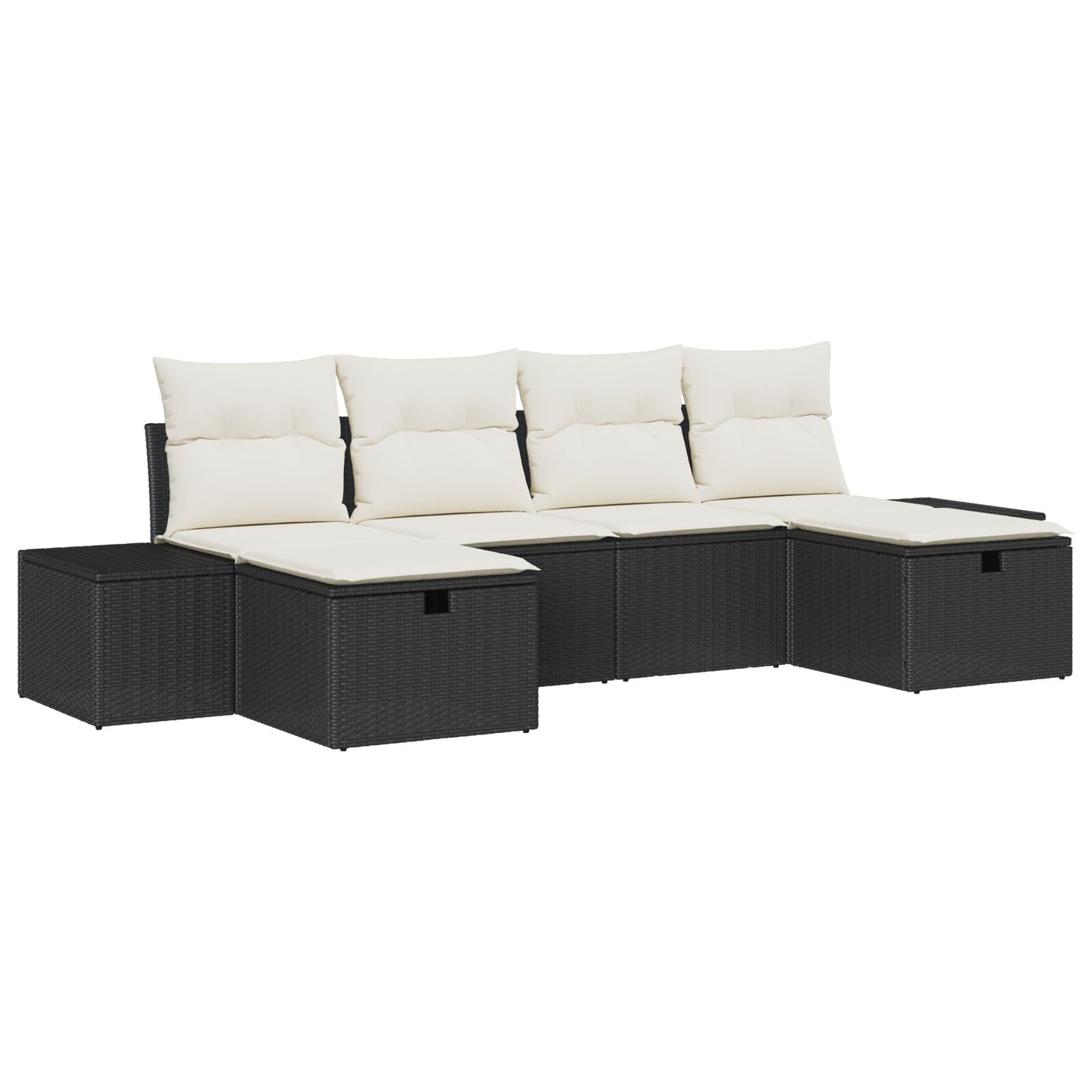 6-Delige Tuin Sofa Set Met Kussens Zwart Poly Rattan Wit