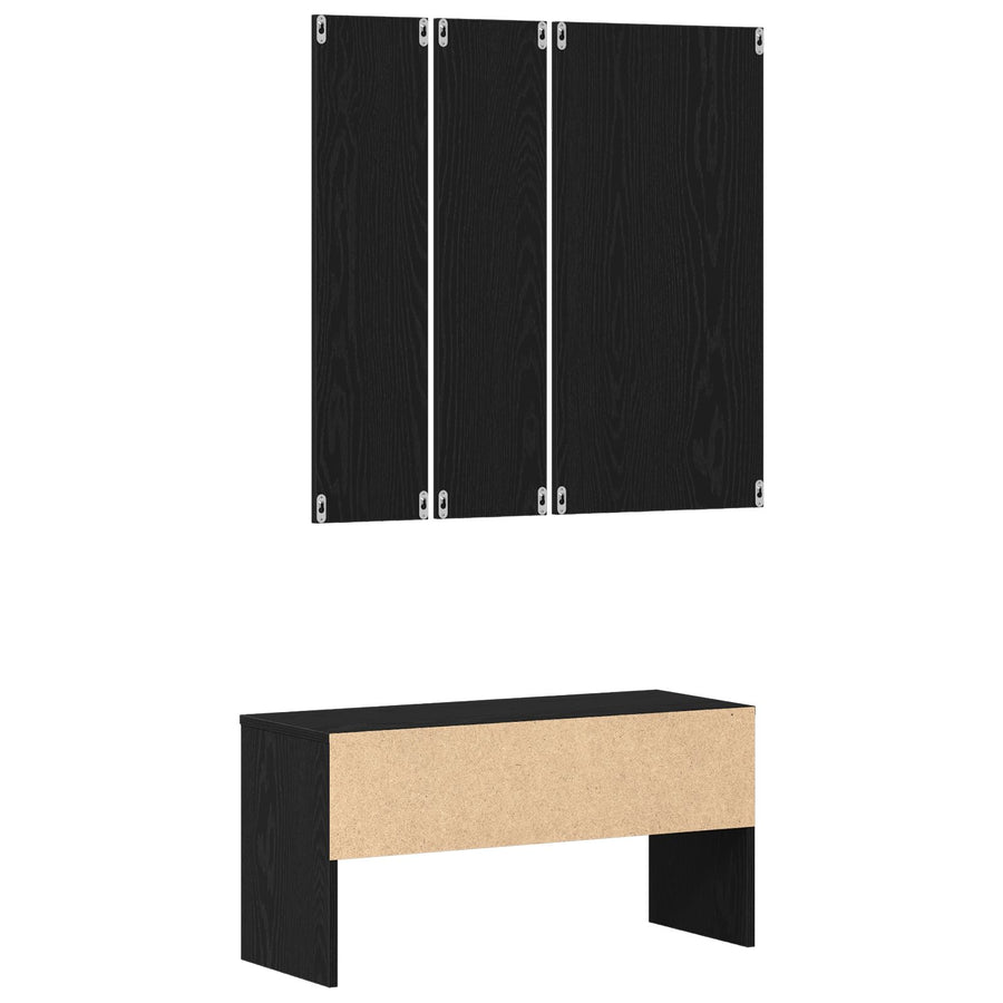 Halmeubilair Set In Zwart Eiken Geperst Hout