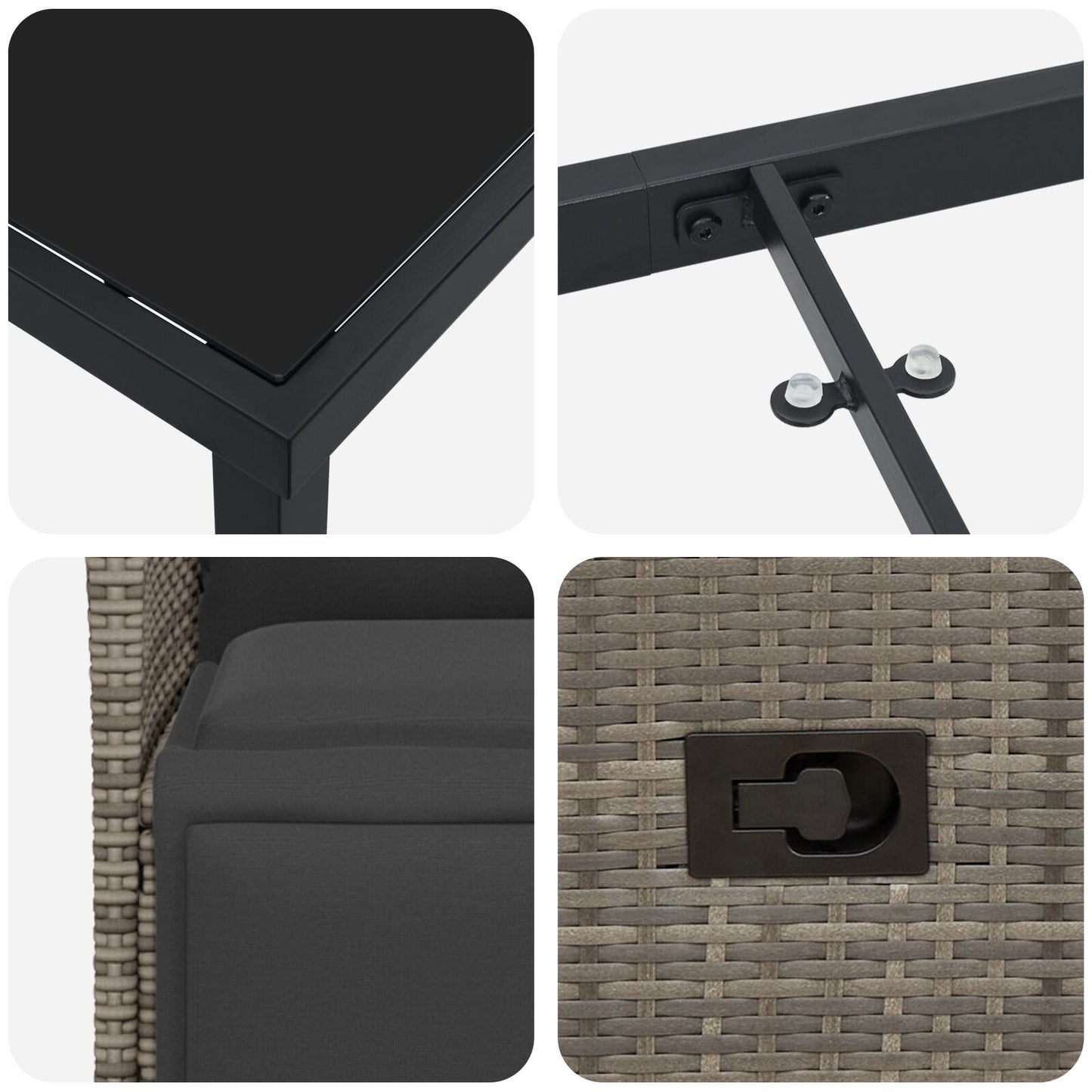 5 Delige Tuin Eetset Met Kussens Grijs Poly Rattan