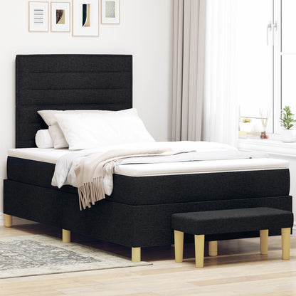 Boxspring Bed Met Matras & Bank Stof Zwart 120 x 200 cm Lijnen ontwerp