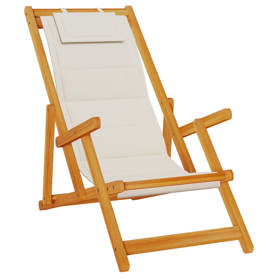 Vouwstoelen Voor Het Strand - 2 Stuks In Met Massief Acaciahout En Textileen Lichtgrijs