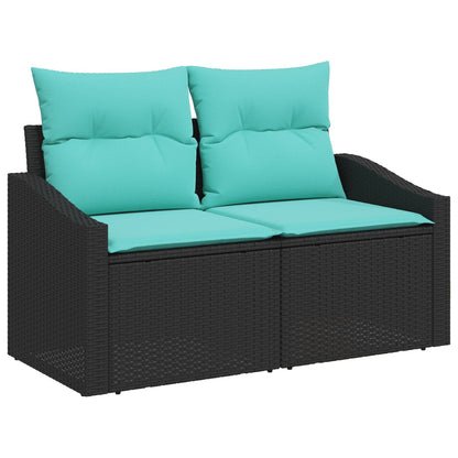 6 Delige Tuin Sofa Set Met Kussens Zwart Poly Rattan
