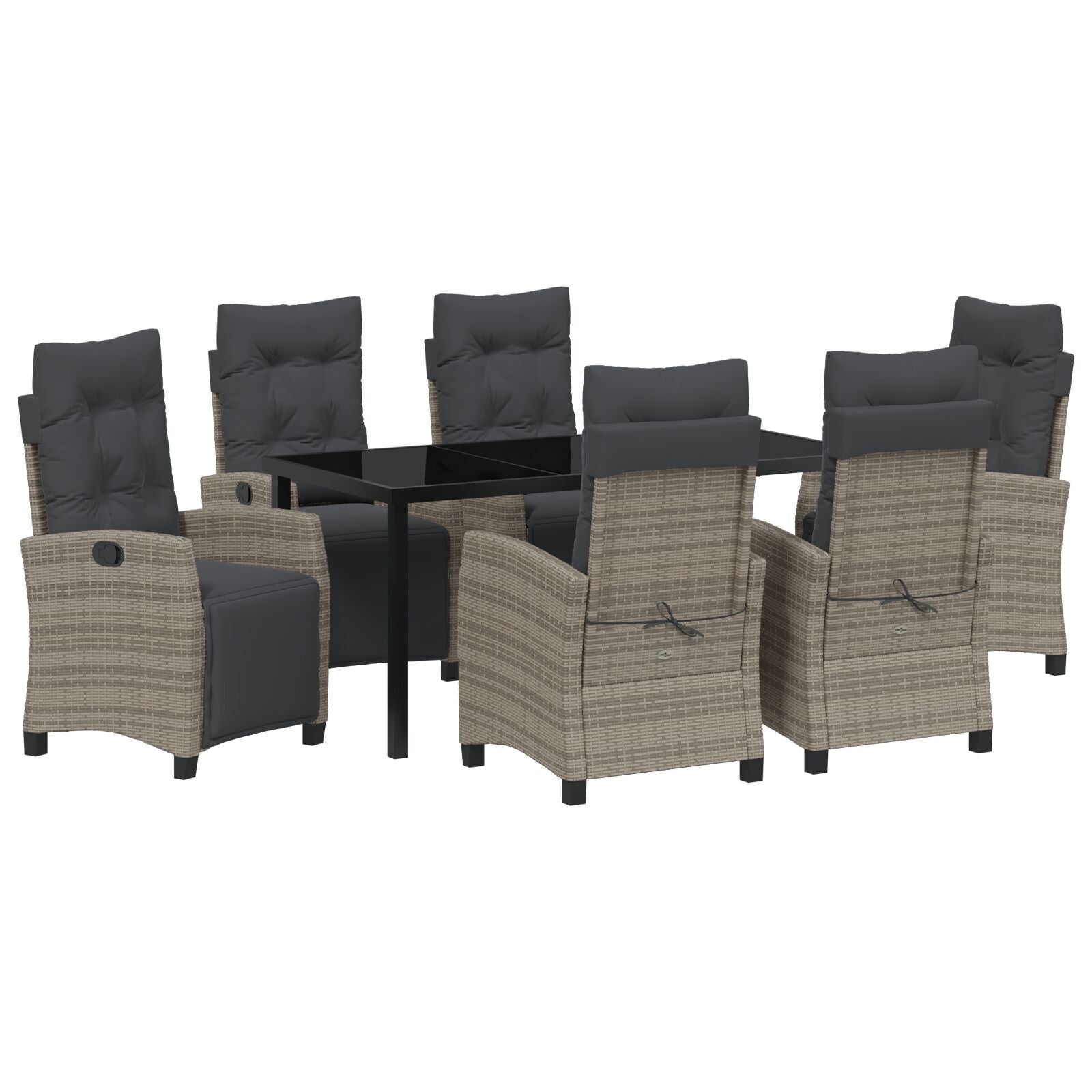 7-Delige Tuin Eetset Grijs Poly Rattan
