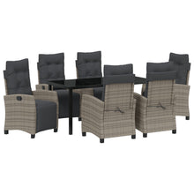 7-Delige Tuin Eetset Grijs Poly Rattan