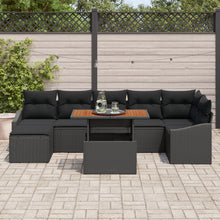 8-Delige Tuin Sofa Set Met Kussens Zwart Poly Rattan