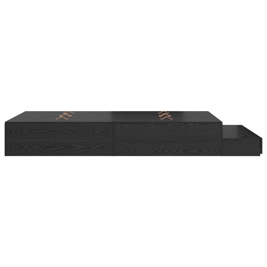Opbergbedframe Zwart Eiken Bewerkt Hout 120 X 190 Cm Artisanaal Eiken