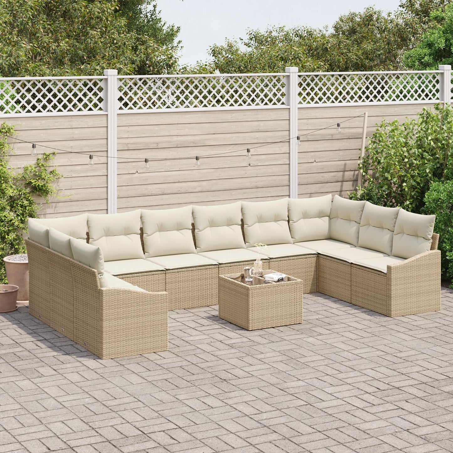 Tuin Sofa Set Set Van 11 Beige Synthetisch Rattan Buitensofa