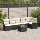 Loungeset poly rattan 7-delig zwart