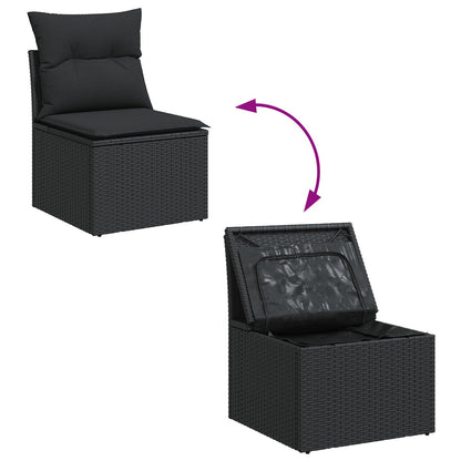 9-Delige Tuinsofa Set Met Kussens Beige Poly Rattan