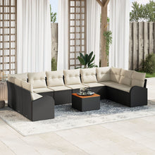11-Delige Tuin Sofa Set Met Kussens Zwart Poly Rattan Acacia