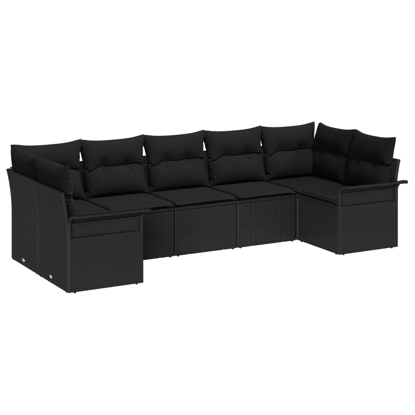 7-Delige Tuinbankset Met Kussens Zwart Poly Rattan