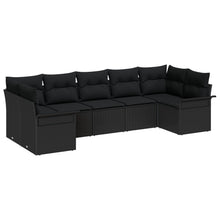 7-Delige Tuinbankset Met Kussens Zwart Poly Rattan