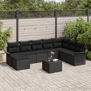 Loungeset 9-delig polyrattan zwart