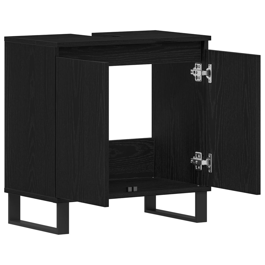 Badkamer Wastafel Kast Zwart Eik 58X33X60 Cm Gelaagd Hout