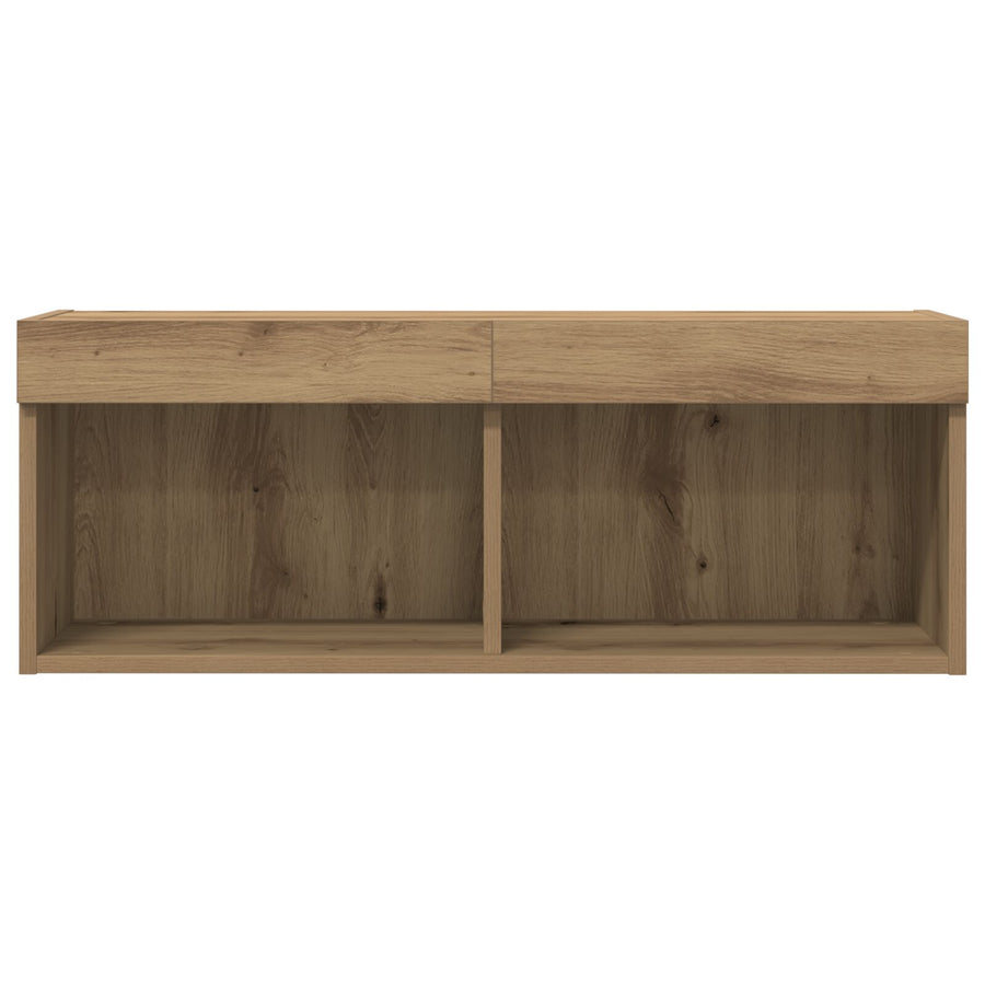 Tv Wandkasten Met Led Verlichting 2 Stuks Artisan Eiken