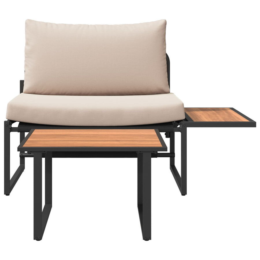 2-Delige Tuin Sofaset Losse Stoel Met Kussens Taupe