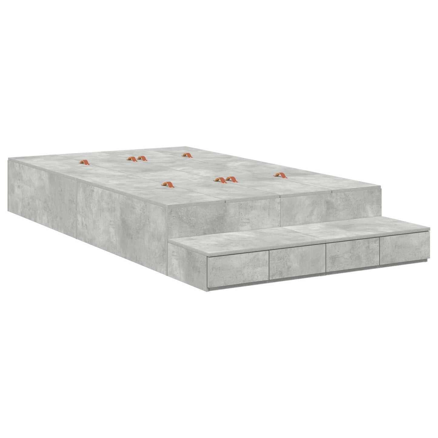 Opbergbedframe Beton Grijs 120X200 Cm Artisanaal Eiken