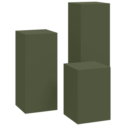 Buiten Plantenstandaards Pilaar 3 Stuks Staal Olijfgroen 3x (35/55/75 cm)