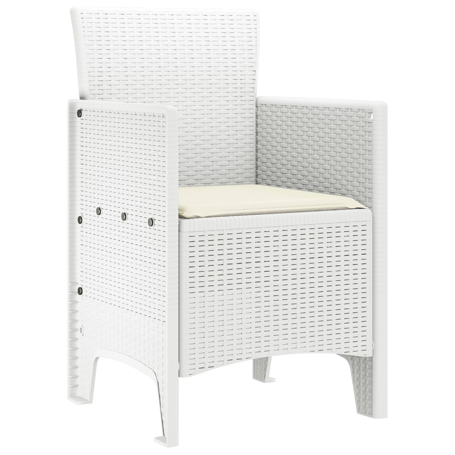 Tuinstoel Set Van 4 Poly Rattan Standaard Stapelbaar Crème wit Wit
