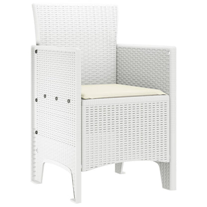 Tuinstoel Set Van 4 Poly Rattan Standaard Stapelbaar Crème wit Wit
