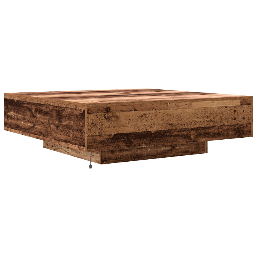 Salontafel Met Led-Verlichting Oud Hout 100X100X31 Cm