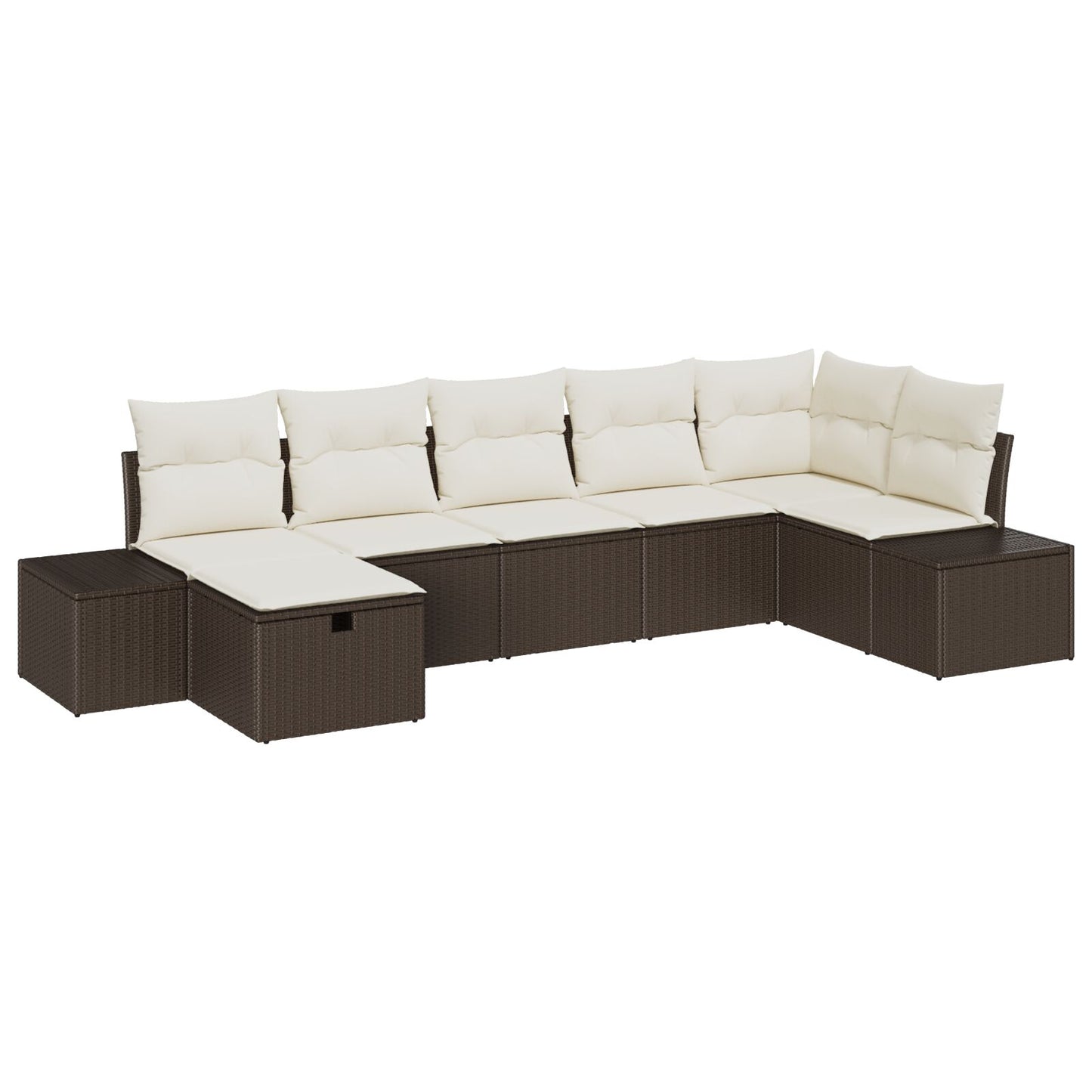 7-Delige Tuin Sofa Set Met Kussens Bruin Poly Rattan Wit