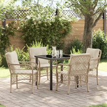 5-Delige Tuindining Set Met Kussens Beige Poly Rattan