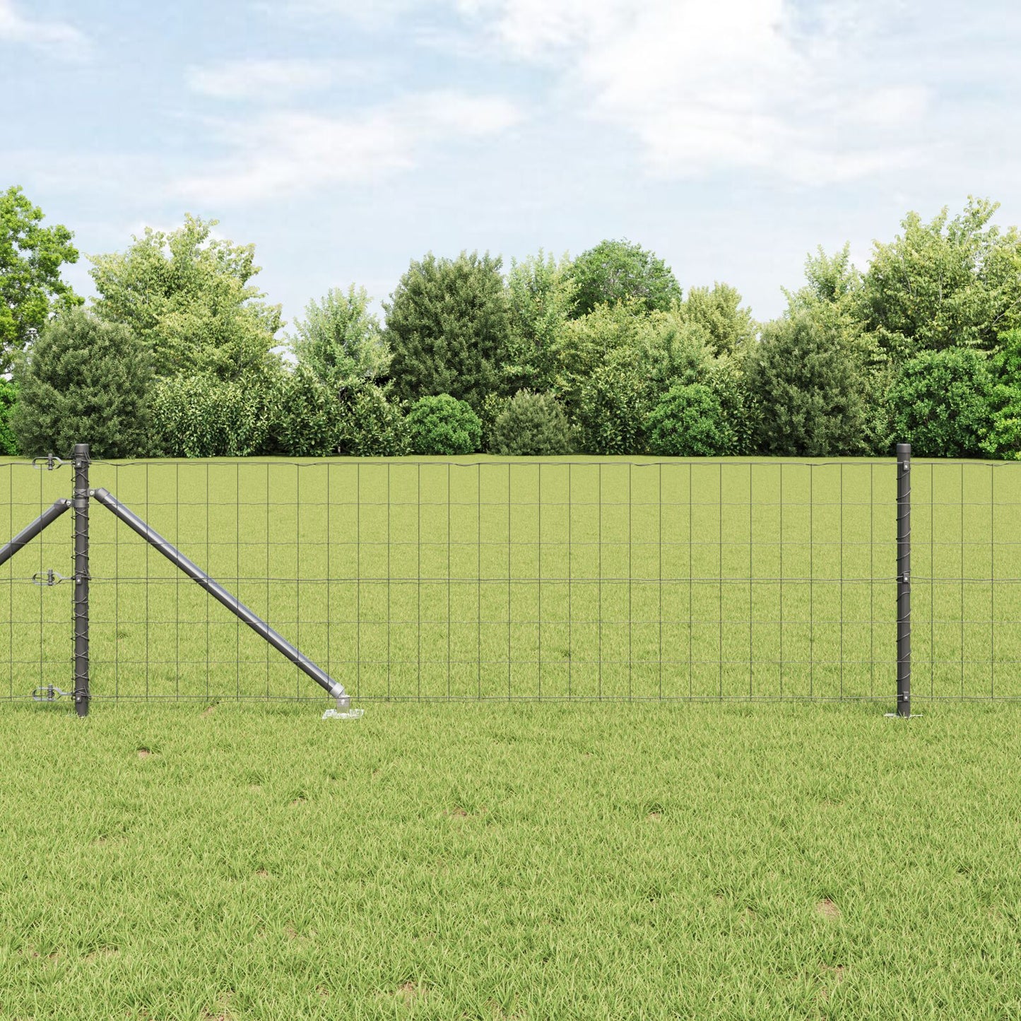 Euro Hek Met 13 Spiekpalen 0.6X25 M Gegalvaniseerd Staal Grijs Gegalvaniseerd Staal