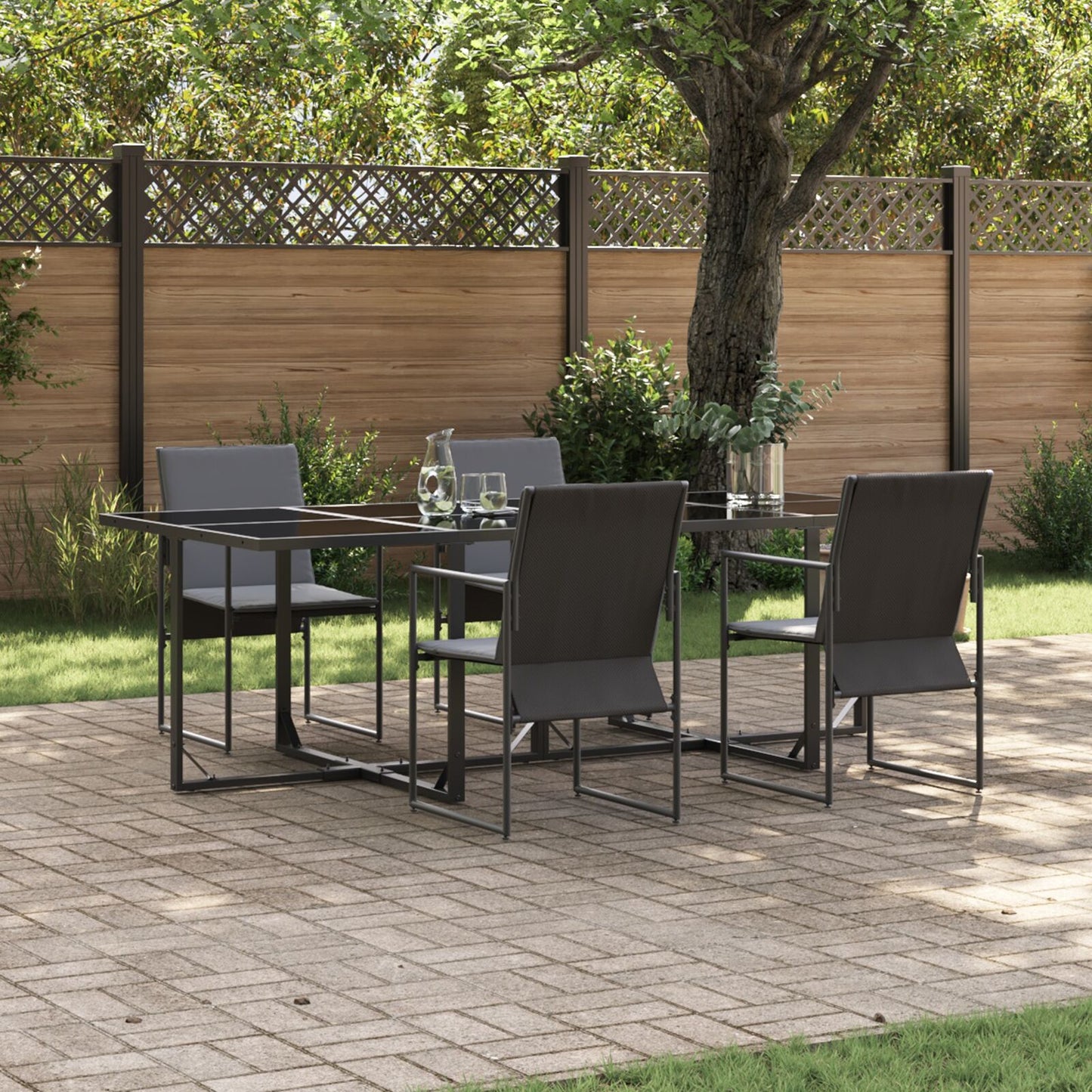 6-Delige Tuin Eettafel Set Met Kussens Staal En Textilene