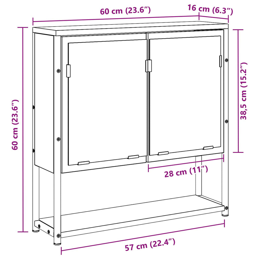 Badkamerspiegelkast 60X16X60 Cm Engineered Hout Oude hout