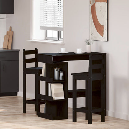 Zwart Eiken Bartafel Met Opslagrek, 100X50X101.5 Cm