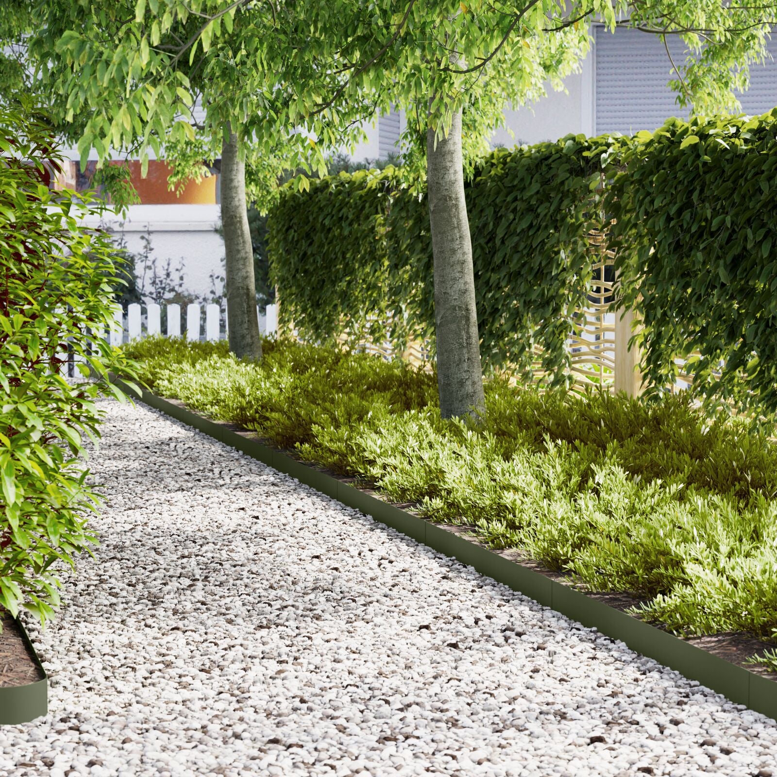 Tuinranden 30 Stuks 100X0,5X15 Cm Kunststof 100 x 0.5 x 15 cm Olijfgroen