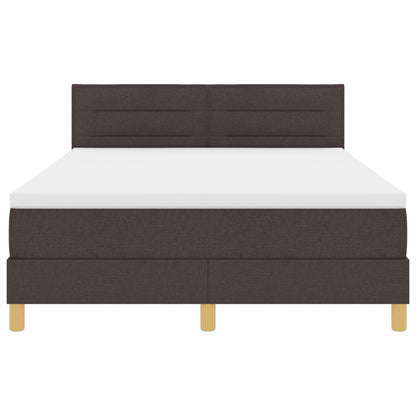 Boxspringbed Met Matras Stof Donkerbruin 160 x 200 cm Lijnen ontwerp