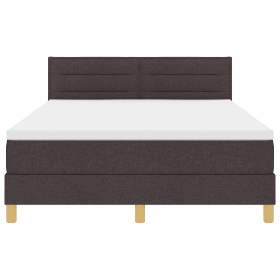 Boxspringbed Met Matras Stof Donkerbruin 160 x 200 cm Lijnen ontwerp