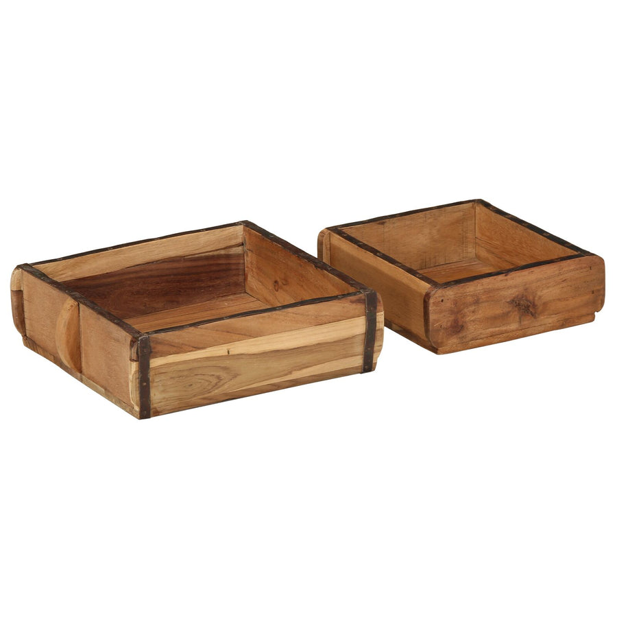 2-Delige Diensten Set Massief Hout Gerecycled 29 x 31 x 10 cm