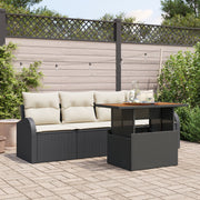 Tuin loungeset 5-delig zwart met kussens