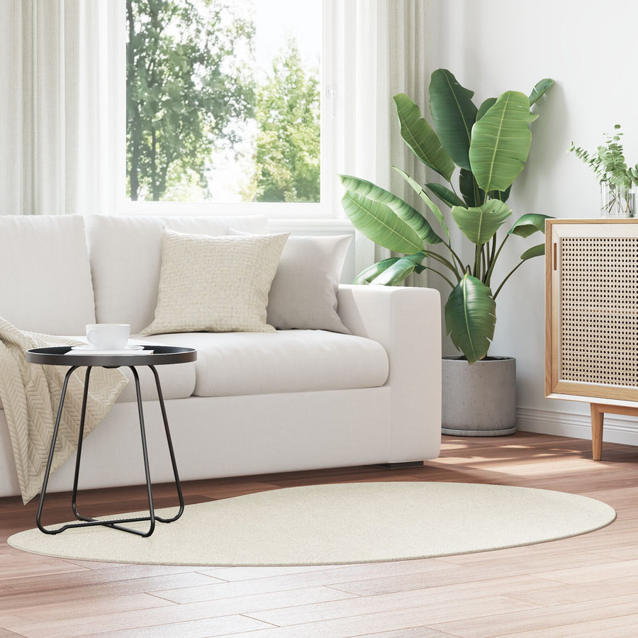 Vloerkleed Polyester Antislip Crème 120 x 170 cm Ovaal-Druppel
