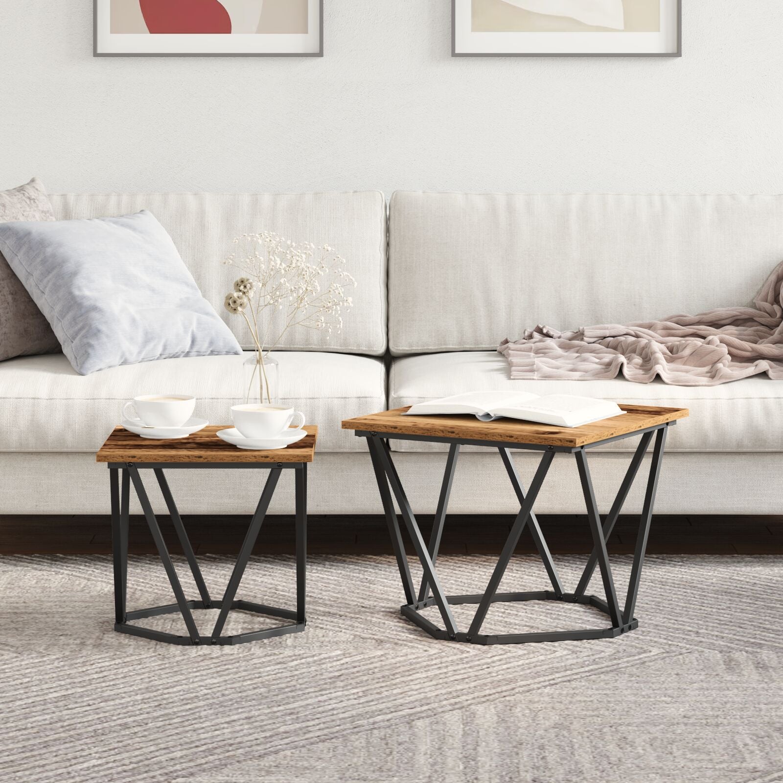 Salontafel Metaal, Hout Middelgroot Strak Gerecycled hout
