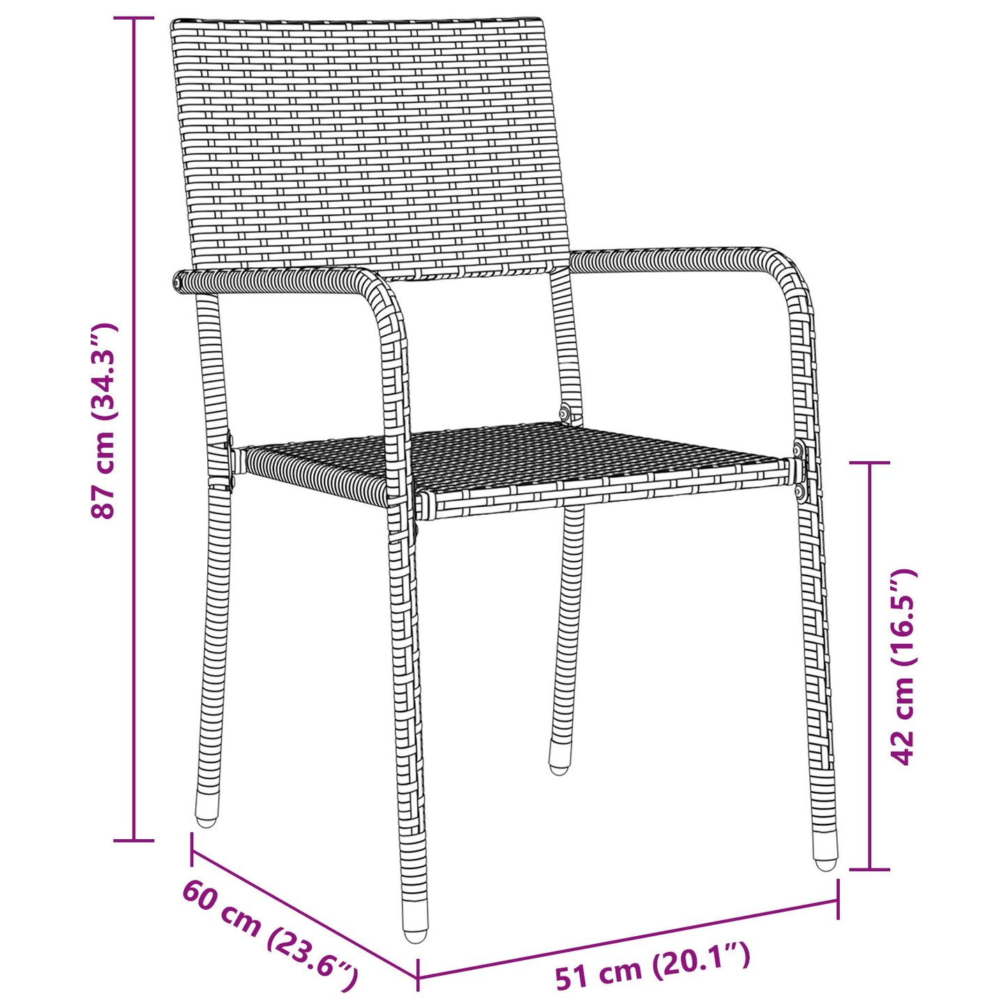 7-Delige Tuin Eetset Grijs Poly Rattan