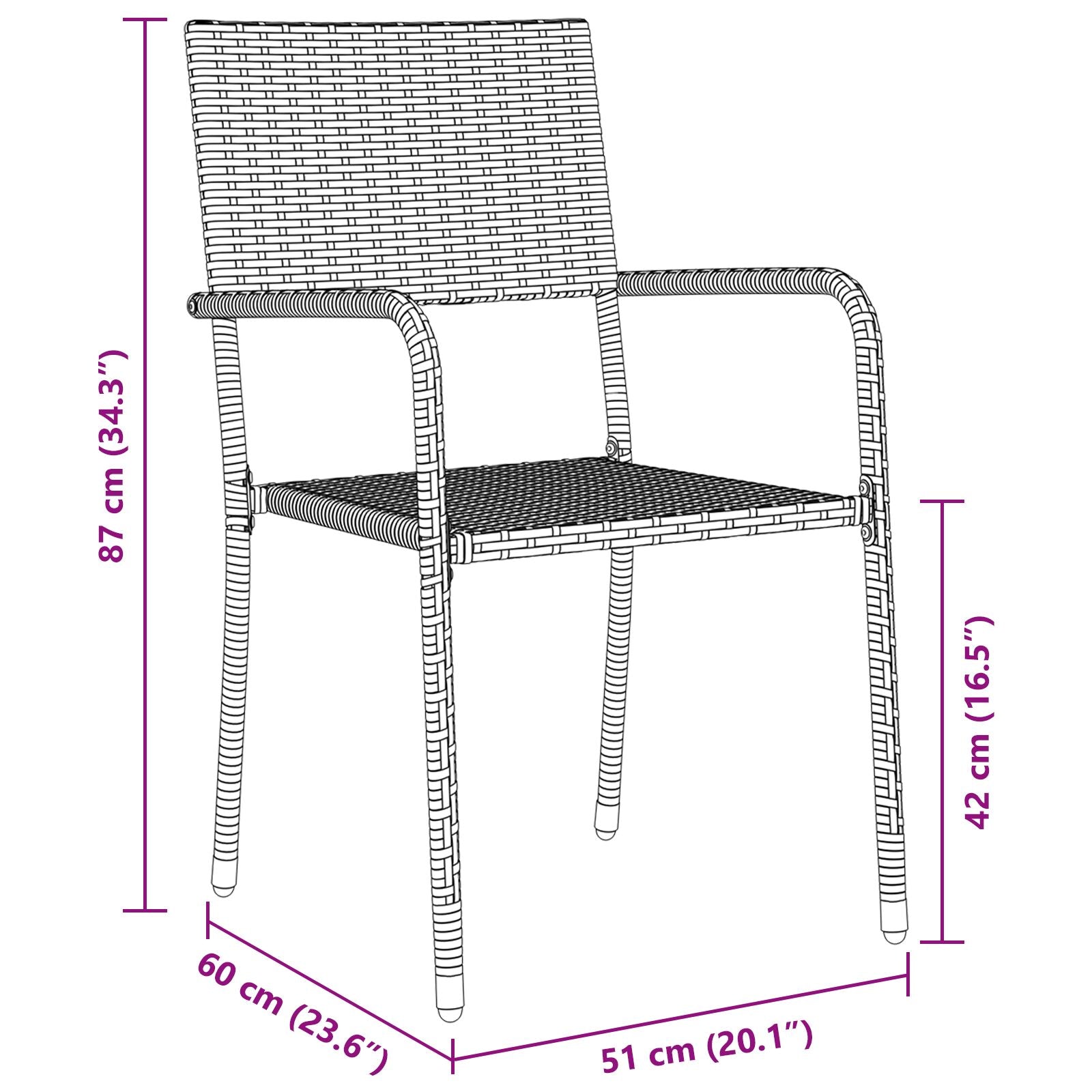 7-Delige Tuin Eetset Grijs Poly Rattan