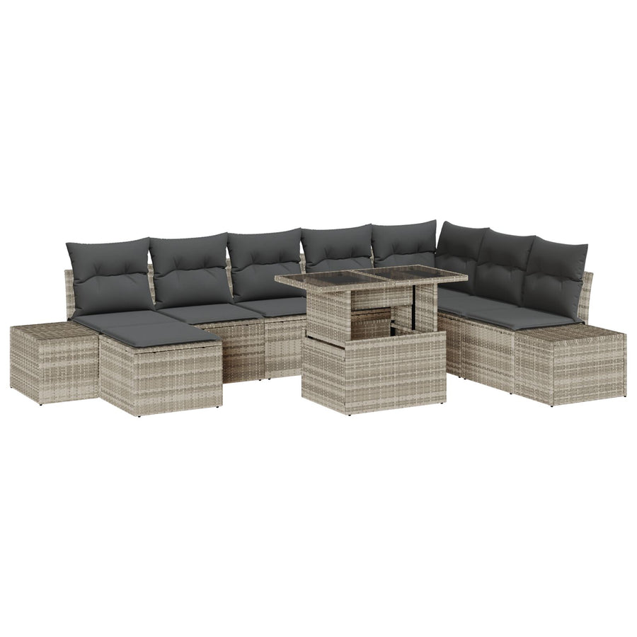Tuinbank Set Set Van 9 Beige Polyethyleen Rattan Tuinmeubilair
