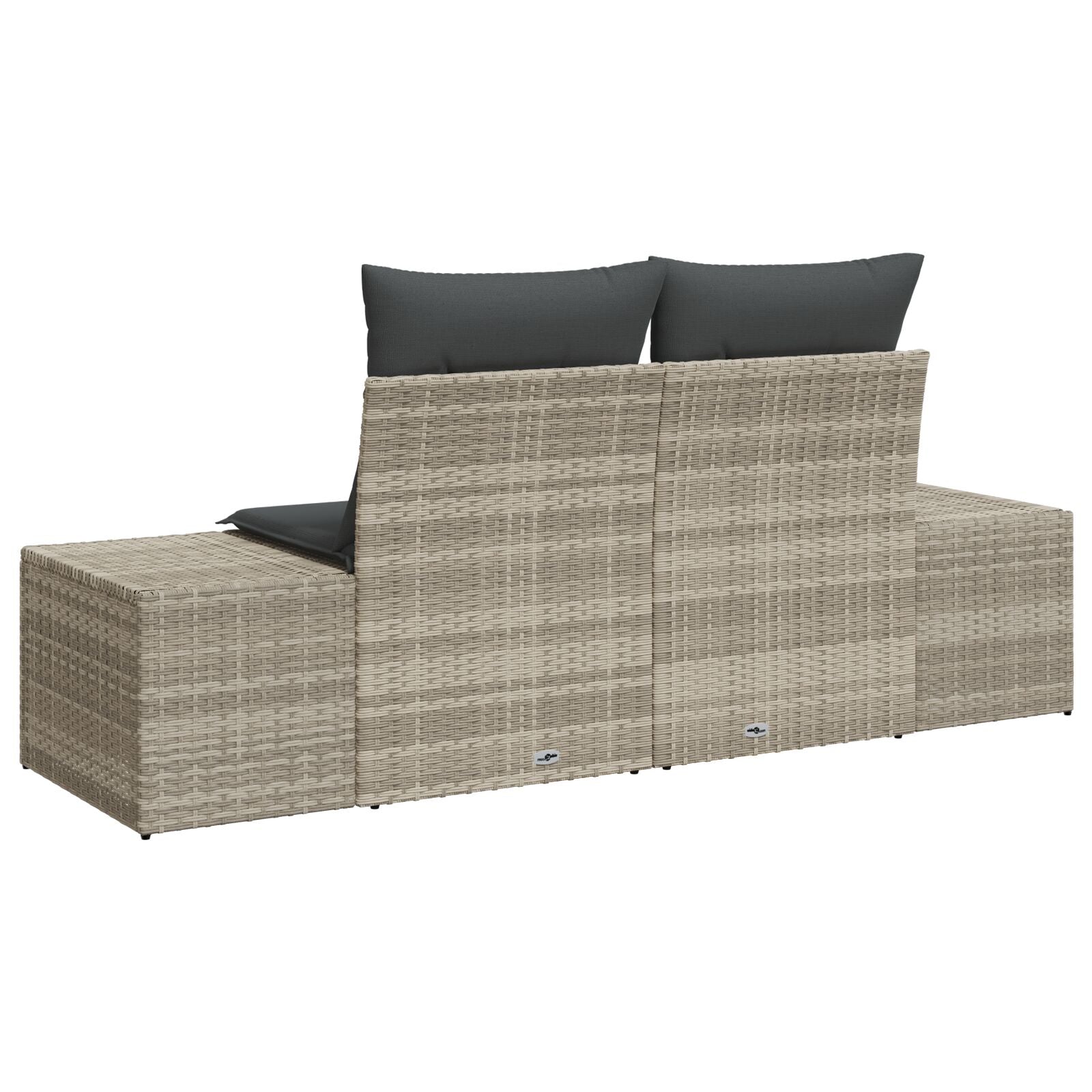 2-Zits Tuin Sofa En Kussens Grijs Poly Rattan Lichtgrijs met opslag