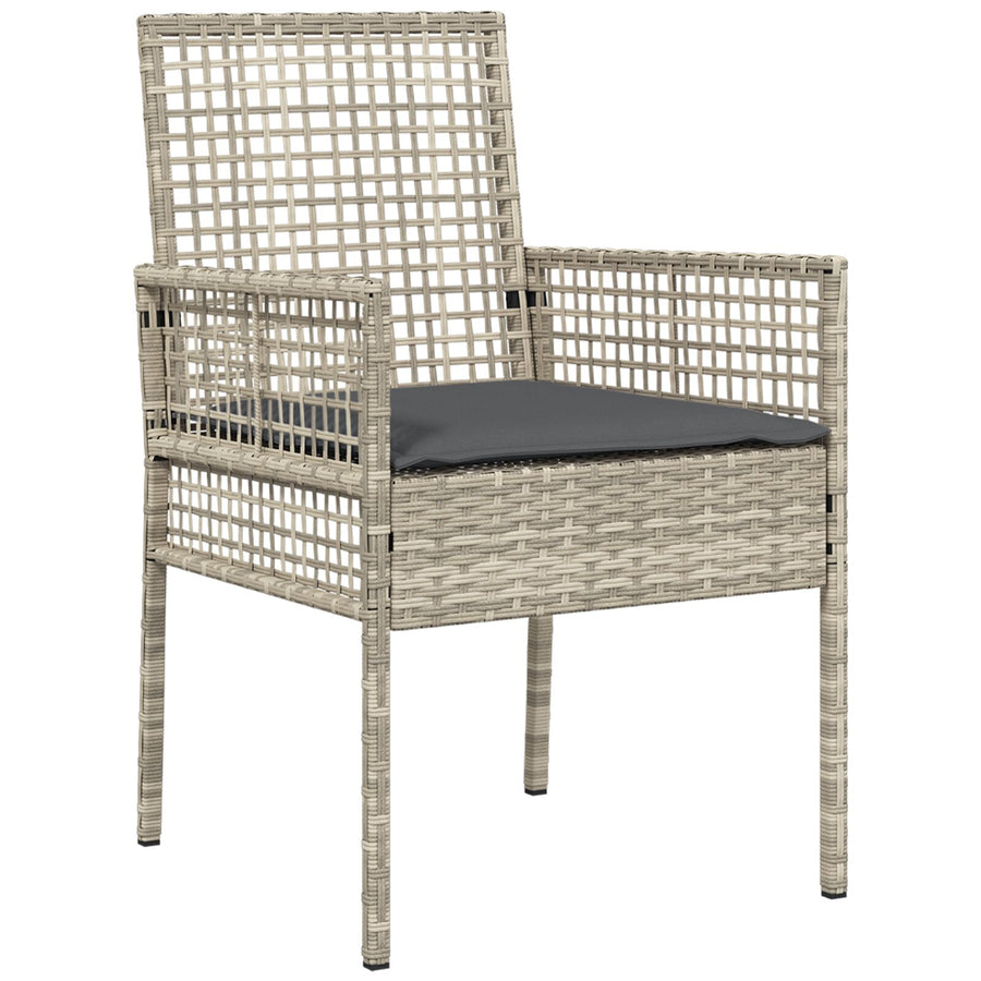 5-Delige Tuin Eetset Met Kussens Lichtgrijs Poly Rattan