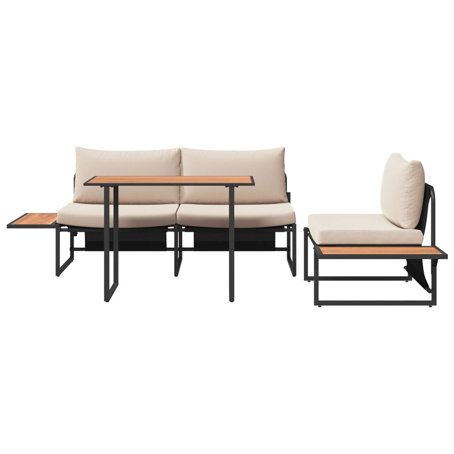 3-Delige Tuin Eetset Met Taupe Kussens
