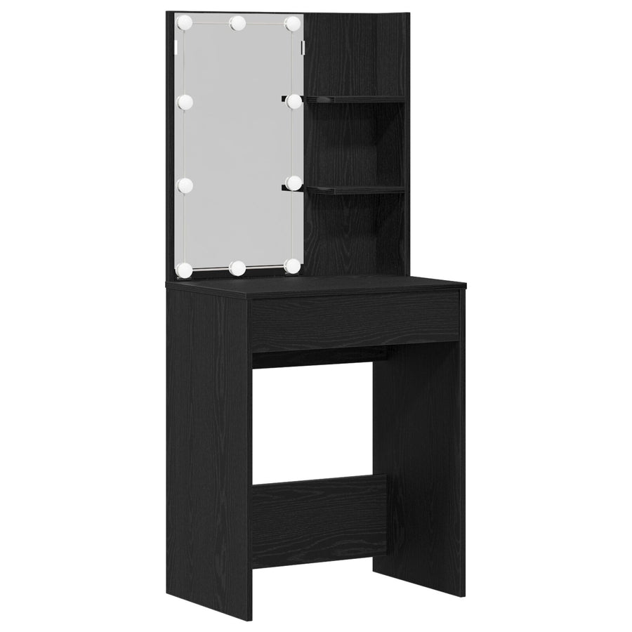 Led Kaptafel In Zwart Eiken, 60X40X140 Cm, Gemaakt Van Bewerkt Hout
