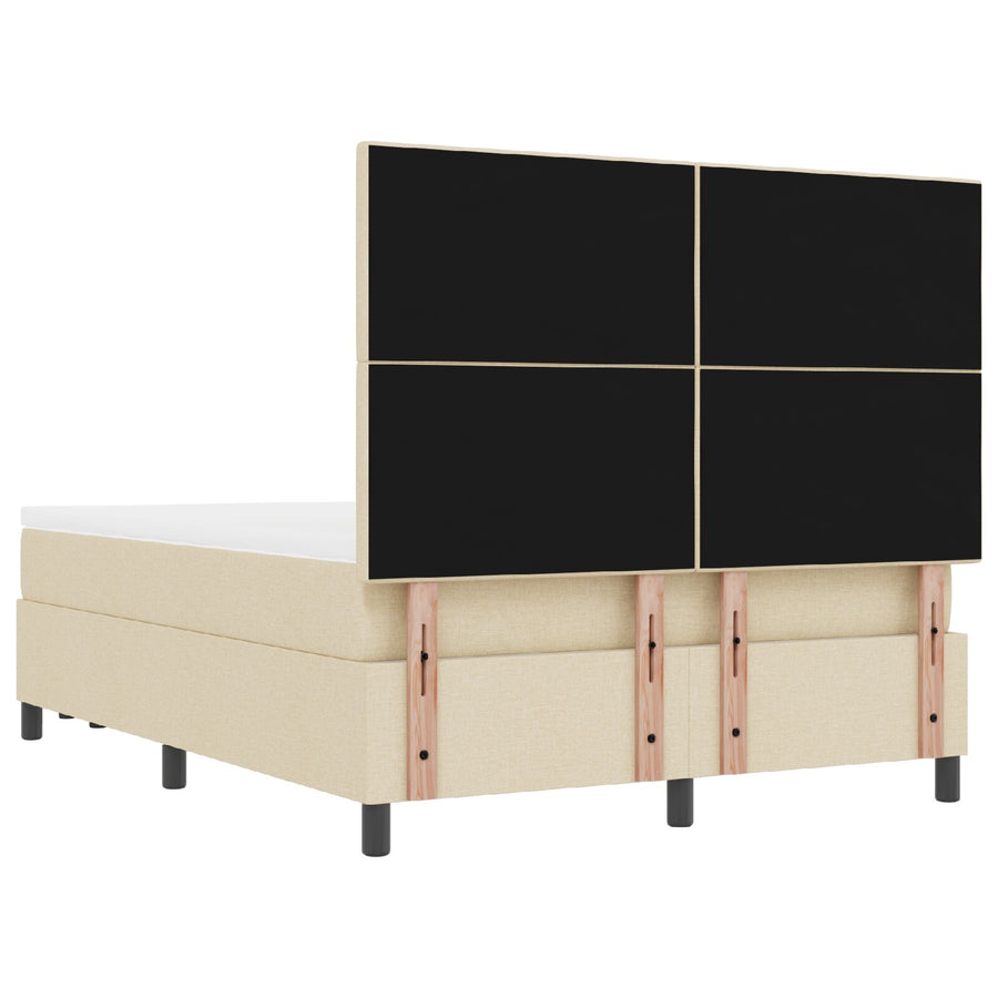 Boxspring Bed Met Matras & Bank Stof Crème 140 x 190 cm Knopen tufted