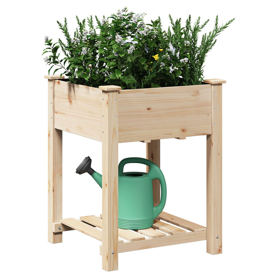 Tuinplanter Met Plank 60X60X76 Cm Massief Vurenhout 60.5 x 60 x 76.5 cm