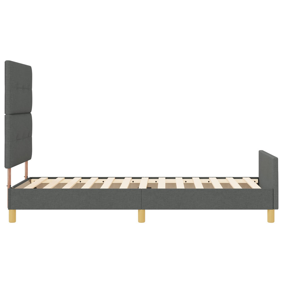 Bed Frame Donkergrijs 90X190 Cm Stof Crème